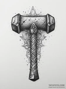 Tattoo design a powerful blacksmith's hammer... - эскиз тату (№1754471652_0, 06.08.2025 09:14) — Tatufoto.com
