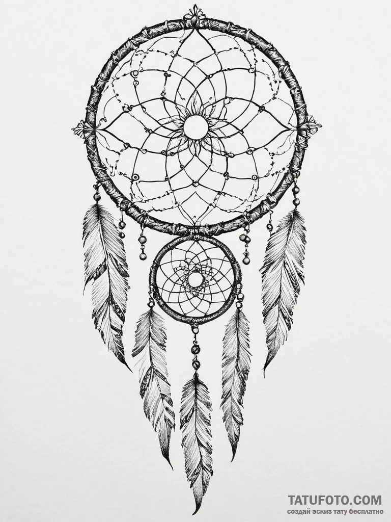 Tattoo design a dreamcatcher with shadowy fea... - эскиз тату (№1754471851_0, 06.08.2025 09:17) — Tatufoto.com