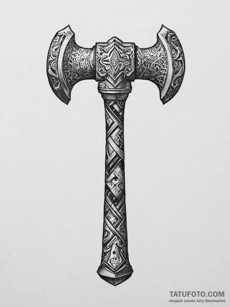 Tattoo design a powerful blacksmith's hammer... - эскиз тату (№1754473260_0, 06.08.2025 09:41) — Tatufoto.com