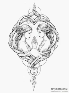 Tattoo design a subtle representation of two... - эскиз тату (№1754473863_0, 06.08.2025 09:51) — Tatufoto.com