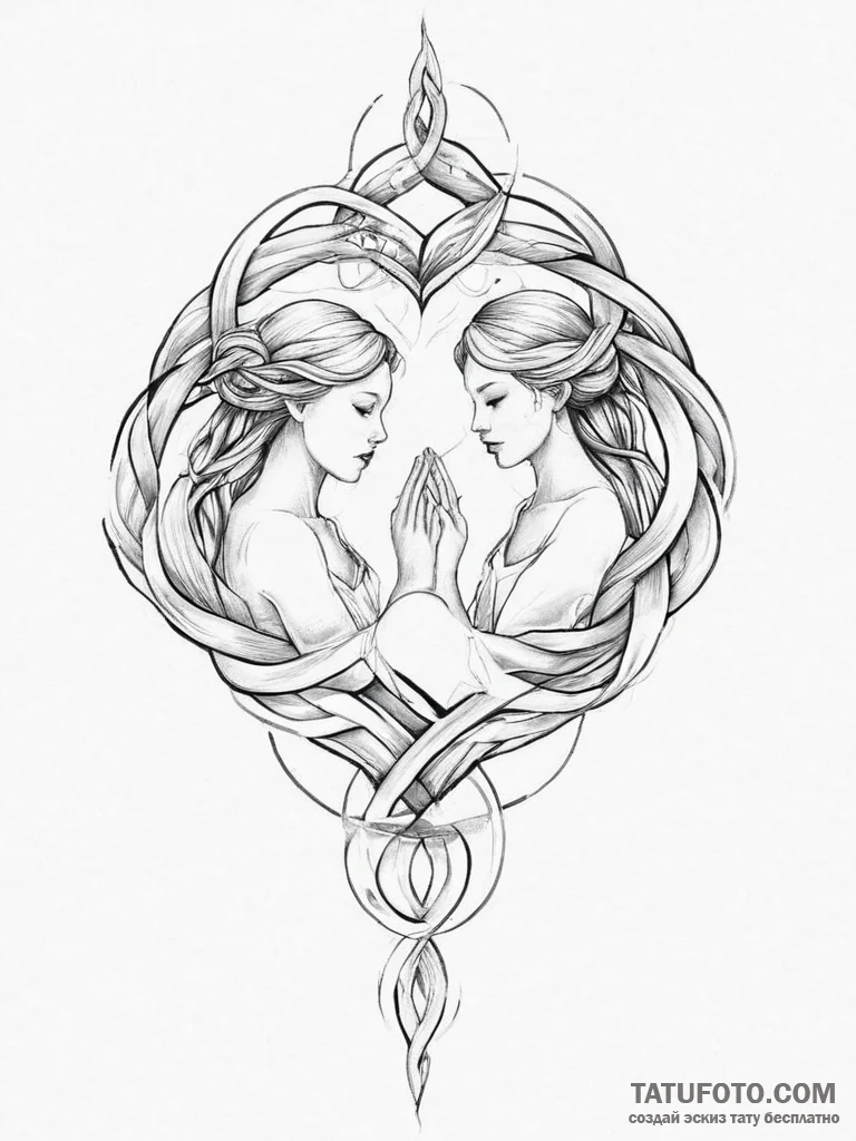 Tattoo design a subtle representation of two... - эскиз тату (№1754473863_0, 06.08.2025 09:51) — Tatufoto.com