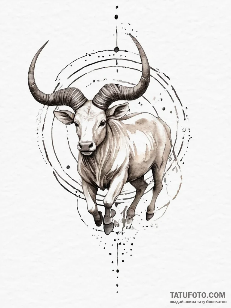Tattoo design a zodiac animal in a dynamic po... - эскиз тату (№1754474667_0, 06.08.2025 10:04) — Tatufoto.com