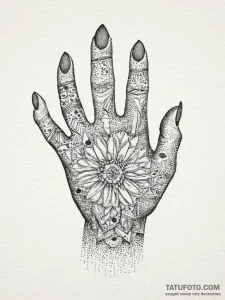 Tattoo design a hand with a small, abstract p... - эскиз тату (№1754475067_0, 06.08.2025 10:11) — Tatufoto.com