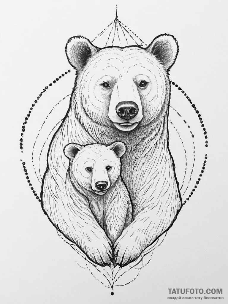 Tattoo design a mother bear and her cub(s) fo... - эскиз тату (№1754476463_0, 06.08.2025 10:34) — Tatufoto.com