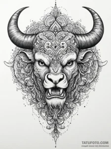 Tattoo sketch a roaring minotaur head, symbol... - эскиз тату (№1754477883_0, 06.08.2025 10:58) — Tatufoto.com