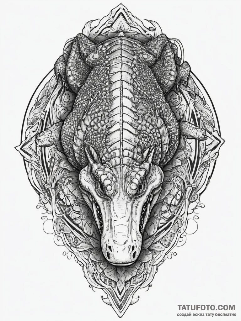Tattoo sketch a powerful crocodile or alligat... - эскиз тату (№1754478685_0, 06.08.2025 11:11) — Tatufoto.com