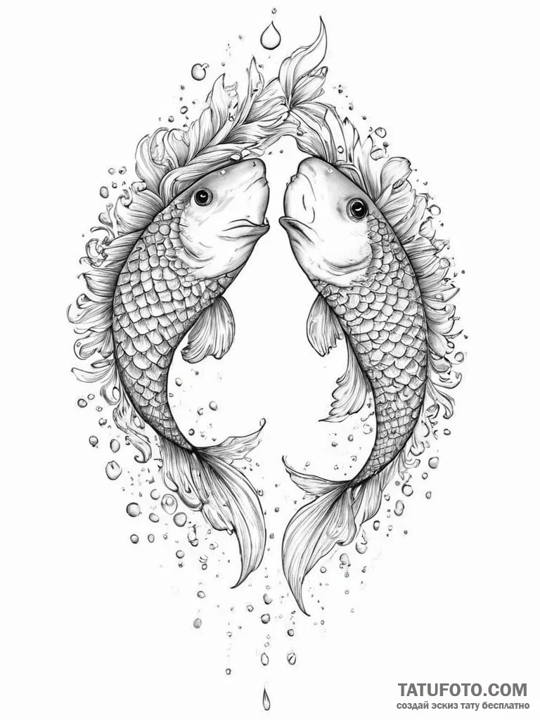 Tattoo design realistic pisces fish, scales s... - эскиз тату (№1754479895_0, 06.08.2025 11:31) — Tatufoto.com
