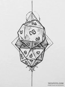 Tattoo sketch a minimalist d20 dice linework. - эскиз тату (№1754480297_0, 06.08.2025 11:38) — Tatufoto.com