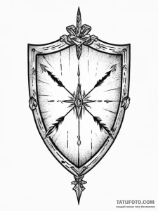 Tattoo sketch a medieval shield with a single... - эскиз тату (№1754480899_0, 06.08.2025 11:48) — Tatufoto.com