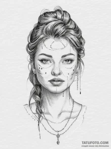Glitch art portrait, concept art for tattoo,... - эскиз тату (№1754482750_0, 06.08.2025 12:19) — Tatufoto.com