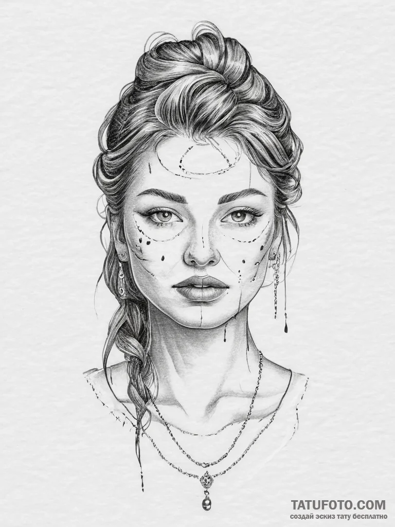 Glitch art portrait, concept art for tattoo,... - эскиз тату (№1754482750_0, 06.08.2025 12:19) — Tatufoto.com