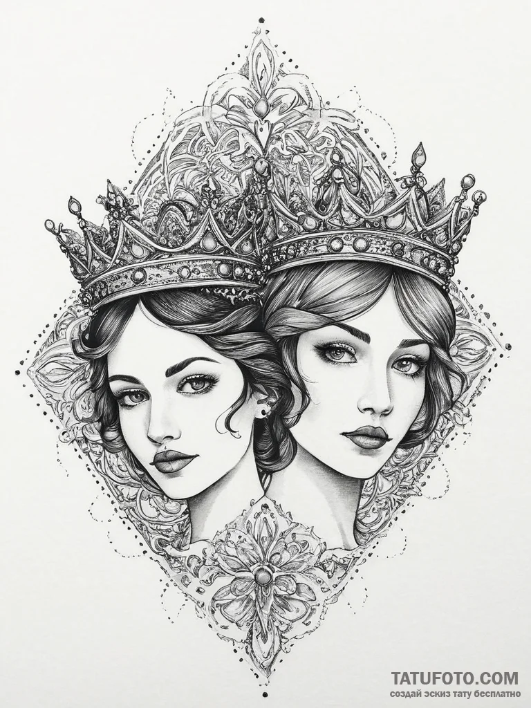 Tattoo sketch a simple, elegant crown on one... - эскиз тату (№1754483368_0, 06.08.2025 12:29) — Tatufoto.com