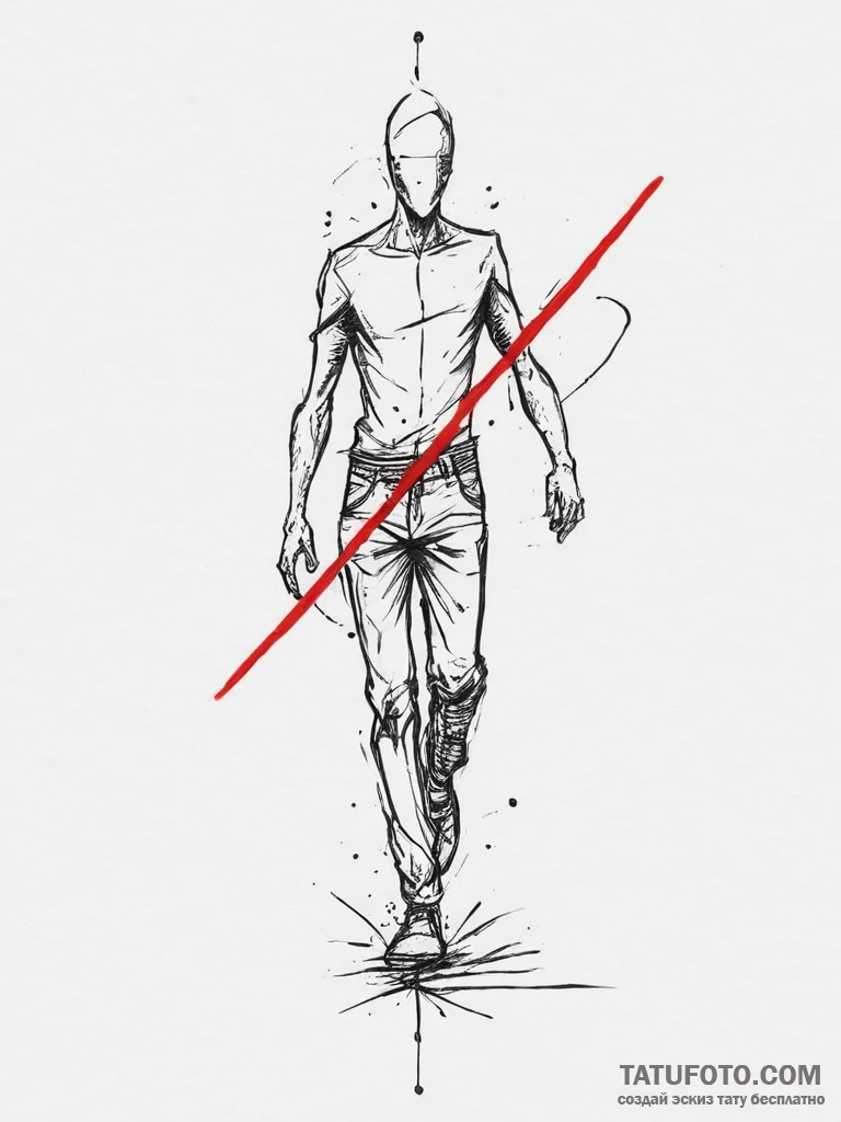 Tattoo sketch a lone figure standing at the c... - эскиз тату (№1754483994_0, 06.08.2025 12:39) — Tatufoto.com