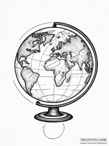 Globe, tattoo line art, clean lines, crisp ou... - эскиз тату (№1754485000_0, 06.08.2025 12:56) — Tatufoto.com