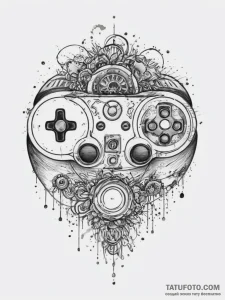 Tattoo sketch a controller's face buttons wit... - эскиз тату (№1754485607_0, 06.08.2025 13:06) — Tatufoto.com