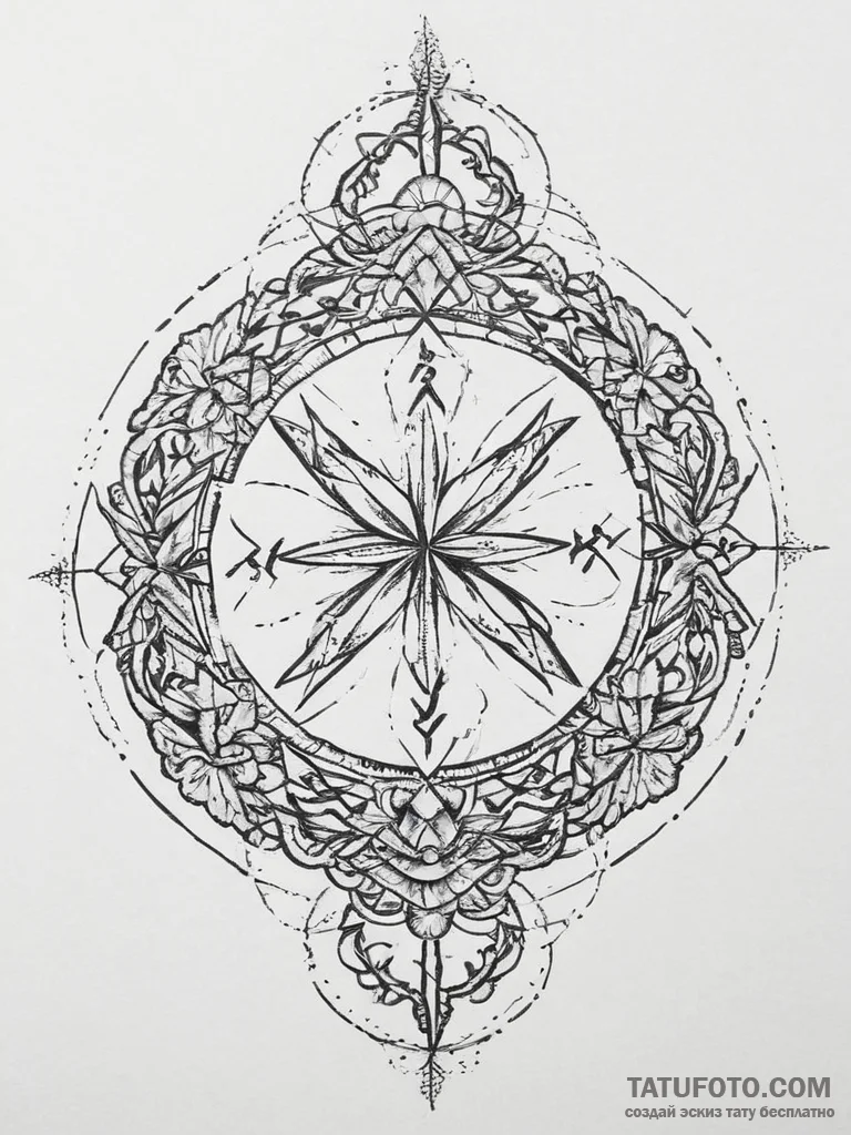 59. tattoo design: a "mir" rune integrated in... - эскиз тату (№1754486831_0, 06.08.2025 13:27) — Tatufoto.com