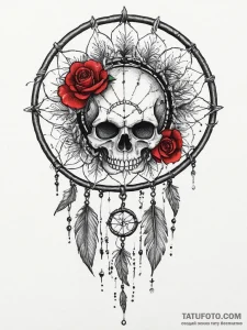 Tattoo sketch a dreamcatcher with a zodiac gl... - эскиз тату (№1754487031_0, 06.08.2025 13:30) — Tatufoto.com