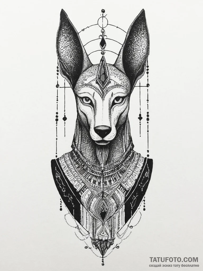 Art deco anubis, concept art for tattoo, blac... - эскиз тату (№1754487244_0, 06.08.2025 13:34) — Tatufoto.com
