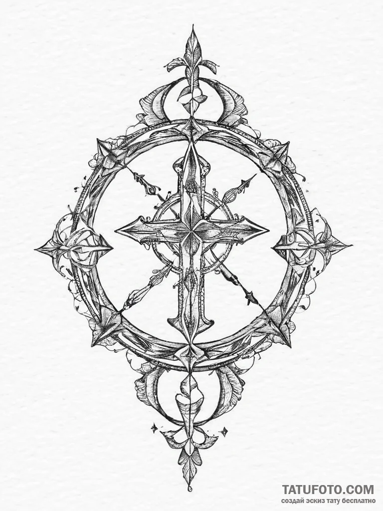 Tattoo sketch a zodiac glyph incorporated int... - эскиз тату (№1754488880_0, 06.08.2025 14:01) — Tatufoto.com