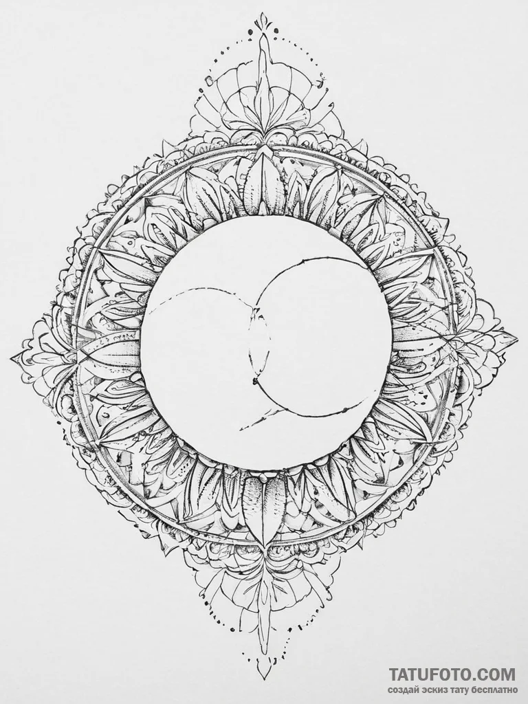 Tattoo sketch a half-moon on one partner, a h... - эскиз тату (№1754490327_0, 06.08.2025 14:25) — Tatufoto.com