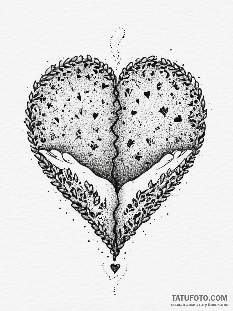 Tattoo design a heart made of tiny footprints... - эскиз тату (№1754490537_0, 06.08.2025 14:28) — Tatufoto.com