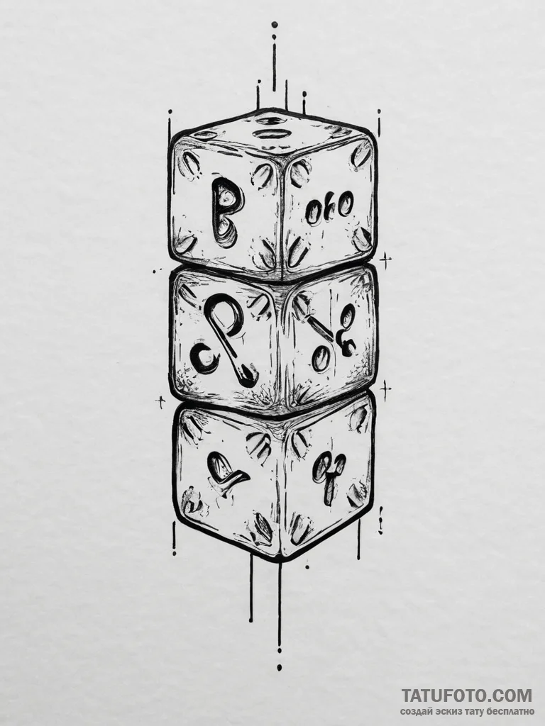 Tattoo sketch a minimalist d6 dice linework.,... - эскиз тату (№1754490943_0, 06.08.2025 14:35) — Tatufoto.com
