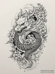 Tattoo sketch a branch of cherry blossoms, sy... - эскиз тату (№1754491151_0, 06.08.2025 14:39) — Tatufoto.com