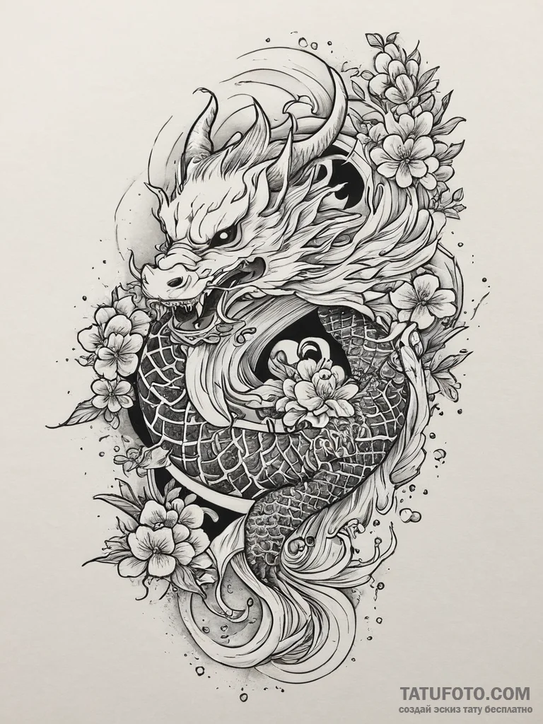 Tattoo sketch a branch of cherry blossoms, sy... - эскиз тату (№1754491151_0, 06.08.2025 14:39) — Tatufoto.com
