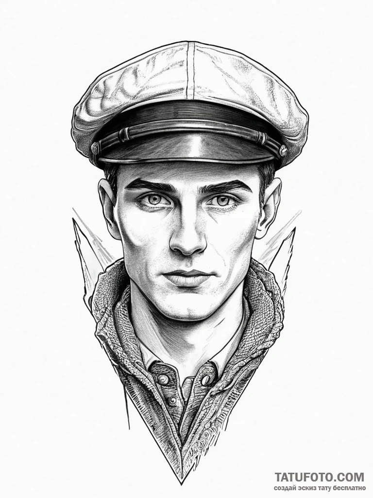 The peaky blinders' razor blade cap, concept... - эскиз тату (№1754491348_0, 06.08.2025 14:42) — Tatufoto.com