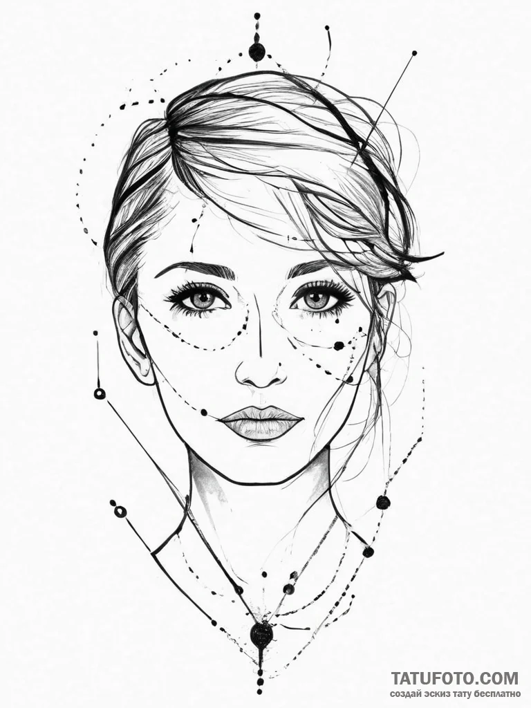 Tattoo sketch a silhouette of a woman's face,... - эскиз тату (№1754491952_0, 06.08.2025 14:52) — Tatufoto.com