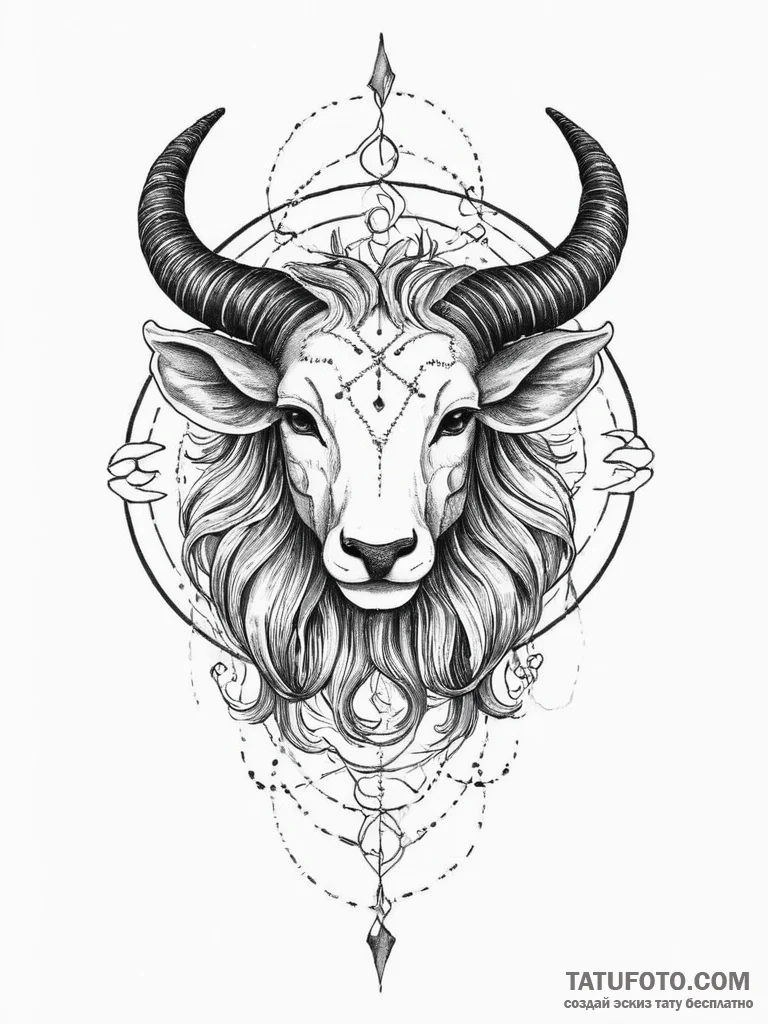 Tattoo design a zodiac symbol integrated into... - эскиз тату (№1754493803_0, 06.08.2025 15:23) — Tatufoto.com