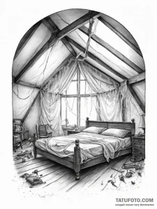 An old, forgotten attic filled with antique f... - эскиз тату (№1754494223_0, 06.08.2025 15:30) — Tatufoto.com