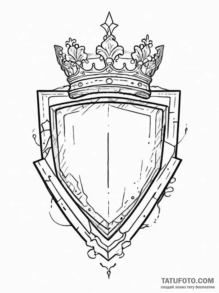 Tattoo sketch a shield with a crown on top.,... - эскиз тату (№1754494634_0, 06.08.2025 15:37) — Tatufoto.com