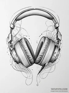 Tattoo design a pair of gaming headphones wit... - эскиз тату (№1754495249_0, 06.08.2025 15:47) — Tatufoto.com