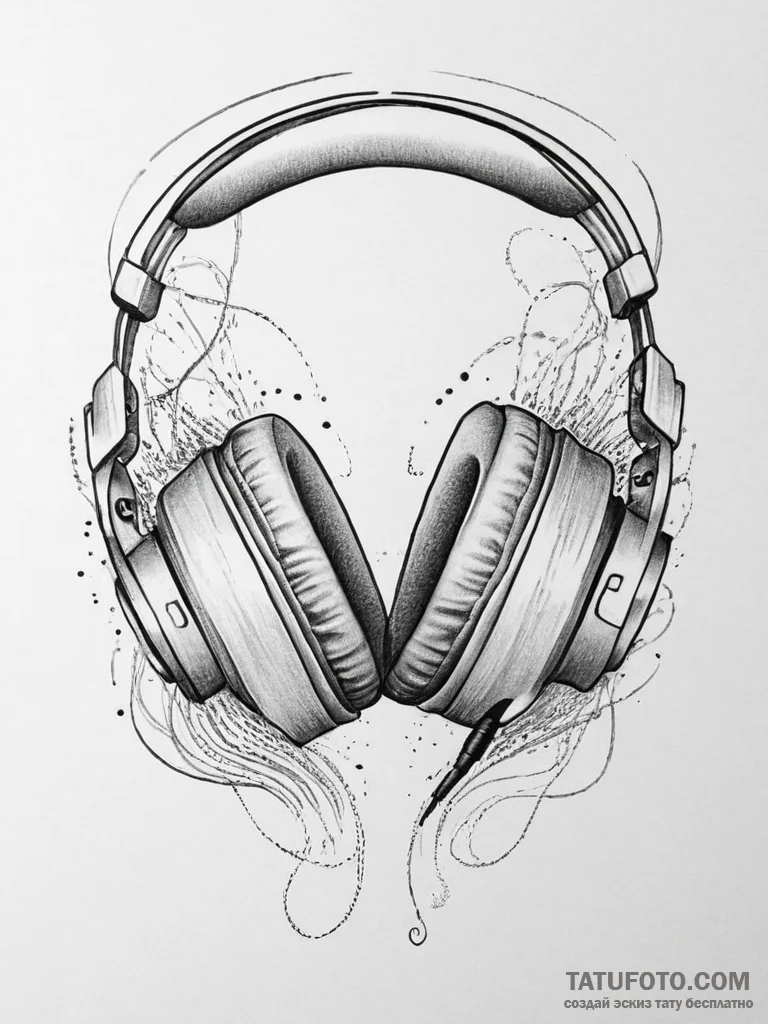 Tattoo design a pair of gaming headphones wit... - эскиз тату (№1754495249_0, 06.08.2025 15:47) — Tatufoto.com