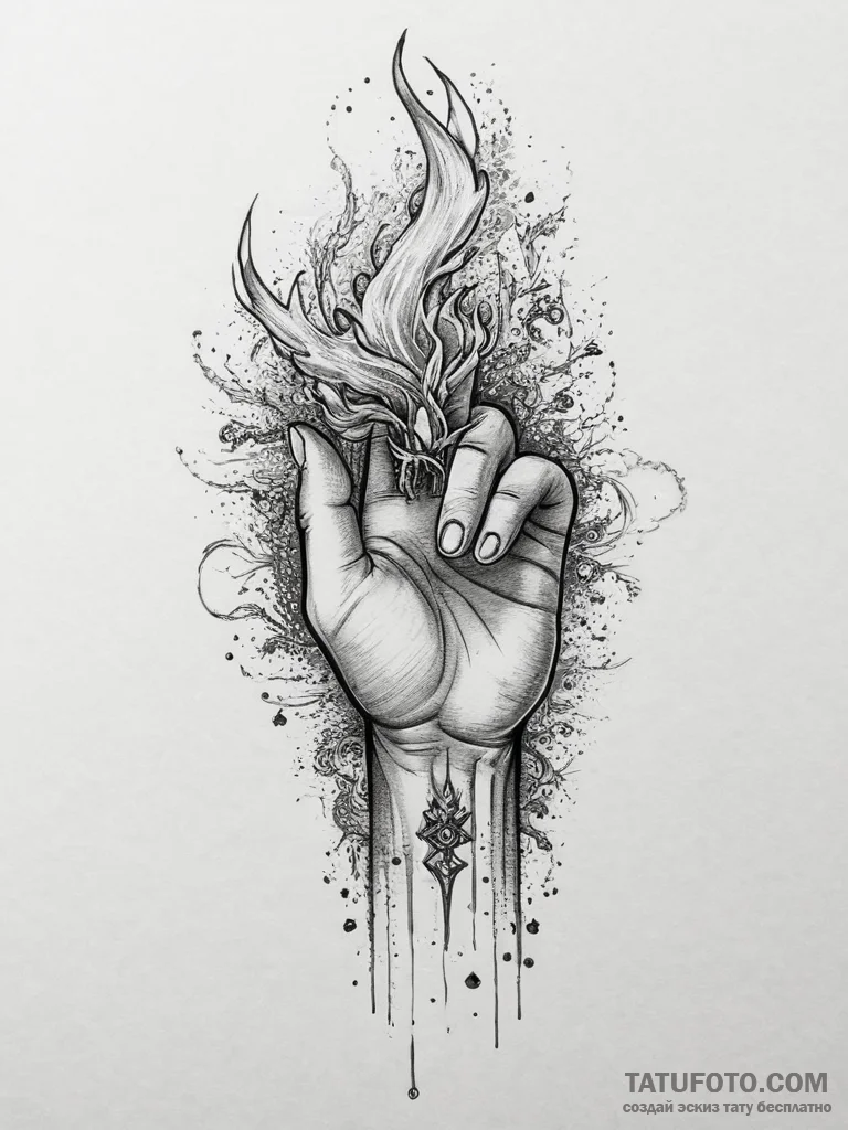 Tattoo sketch: a close-up of perun's hand, ho... - эскиз тату (№1754495467_0, 06.08.2025 15:51) — Tatufoto.com
