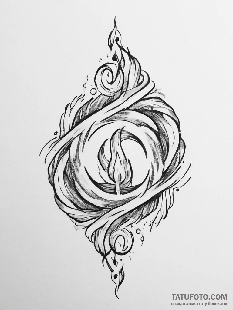 Tattoo sketch a powerful fire swirling into a... - эскиз тату (№1754496073_0, 06.08.2025 16:01) — Tatufoto.com