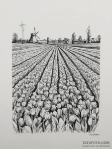 A vast tulip field in the netherlands, with r... - эскиз тату (№1754497282_0, 06.08.2025 16:21) — Tatufoto.com