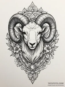 Tattoo sketch a bold aries ram's head with ne... - эскиз тату (№1754567016_0, 07.08.2025 11:43) — Tatufoto.com