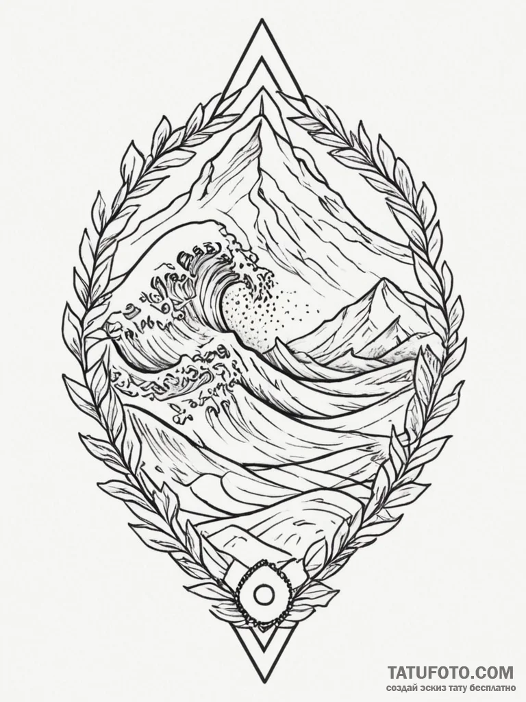 Tattoo sketch a detailed patch or crest desig... - эскиз тату (№1754568011_0, 07.08.2025 12:00) — Tatufoto.com