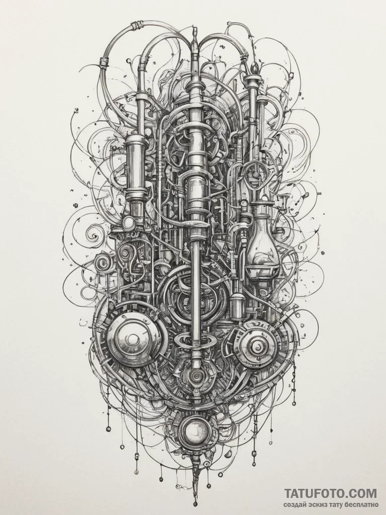 Tattoo design a futuristic laboratory with gl... - эскиз тату (№1754568211_0, 07.08.2025 12:03) — Tatufoto.com