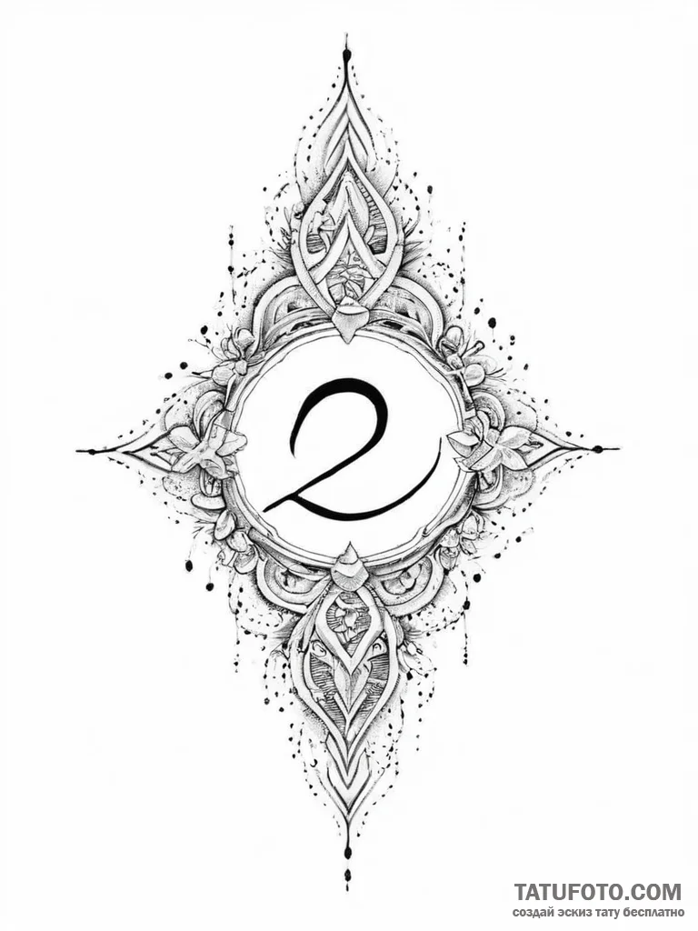 152. tattoo design: a "gadat" rune with swirl... - эскиз тату (№1754572124_0, 07.08.2025 13:08) — Tatufoto.com