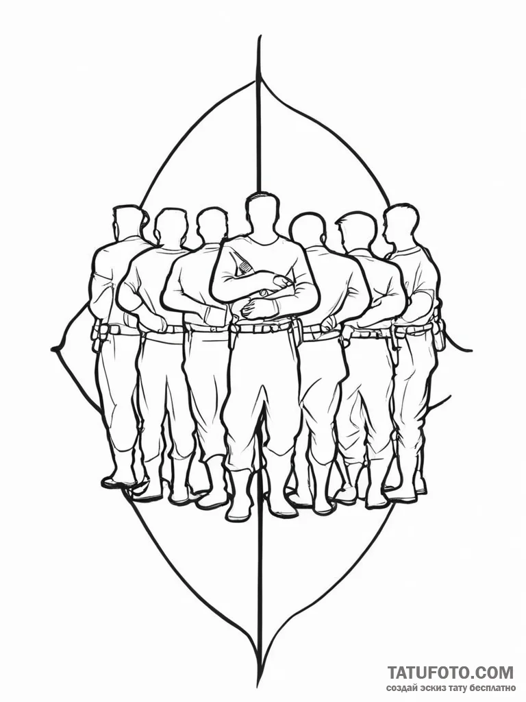 Tattoo sketch a silhouette of soldiers standi... - эскиз тату (№1754572515_0, 07.08.2025 13:15) — Tatufoto.com