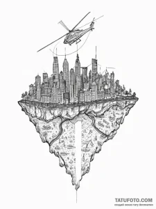 The view of a city at night from a helicopter... - эскиз тату (№1754573494_0, 07.08.2025 13:31) — Tatufoto.com