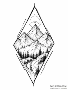 Tattoo sketch a minimalist mountain range wit... - эскиз тату (№1754574482_0, 07.08.2025 13:48) — Tatufoto.com