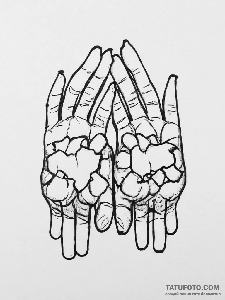 Tattoo sketch a silhouette of two hands formi… — эскиз тату (№1754574678_0, 07.08.2025 13:51) — Tatufoto.com