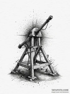 Tattoo sketch a medieval trebuchet or catapul... - эскиз тату (№1754575086_0, 07.08.2025 13:58) — Tatufoto.com