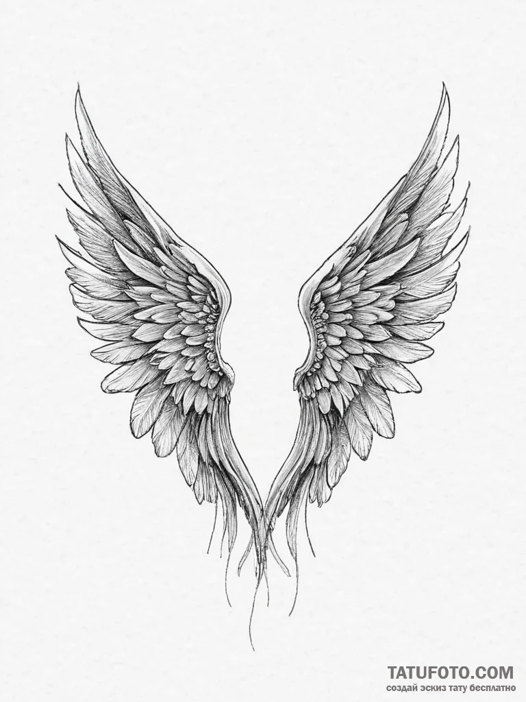 Tattoo sketch a guardian angel’s wings unfurl… — эскиз тату (№1754575283_0, 07.08.2025 14:01) — Tatufoto.com