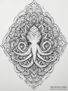 Kraken, artistic tattoo sketch, geometric tat... - эскиз тату (№1754577087_0, 07.08.2025 14:31) — Tatufoto.com