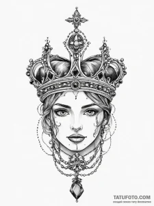 Tattoo design a crown with a birthstone incor... - эскиз тату (№1754578487_0, 07.08.2025 14:54) — Tatufoto.com